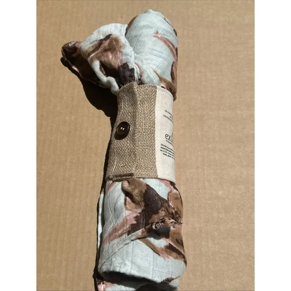 MilkBarn Lion Swaddle Blanket 47x47 Bamboo Rayon Cotton NWOT Baby Safari Theme